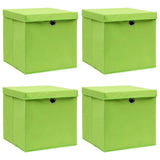Vidaxl opbergboxen met deksel 4 st 32x32x32 cm stof groen