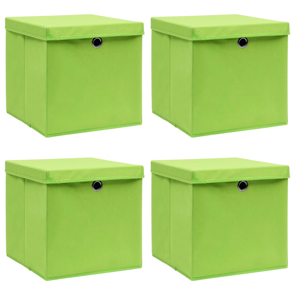 Vidaxl opbergboxen met deksel 4 st 32x32x32 cm stof groen