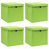 Vidaxl opbergboxen met deksel 4 st 32x32x32 cm stof groen