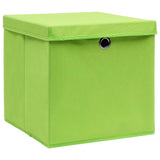 Vidaxl opbergboxen met deksel 4 st 32x32x32 cm stof groen