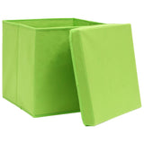 Vidaxl opbergboxen met deksel 4 st 32x32x32 cm stof groen