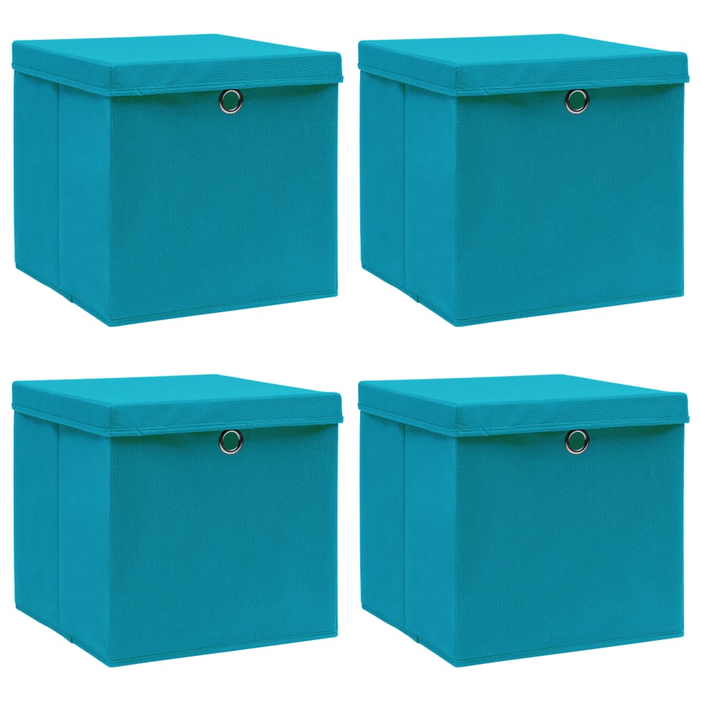 Vidaxl opbergboxen met deksel 4 st 32x32x32 cm stof babyblauw