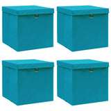 Vidaxl opbergboxen met deksel 4 st 32x32x32 cm stof babyblauw