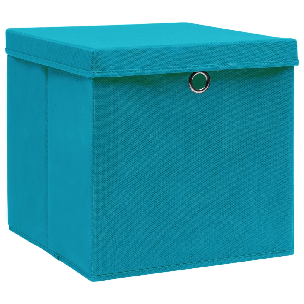 Vidaxl opbergboxen met deksel 4 st 32x32x32 cm stof babyblauw