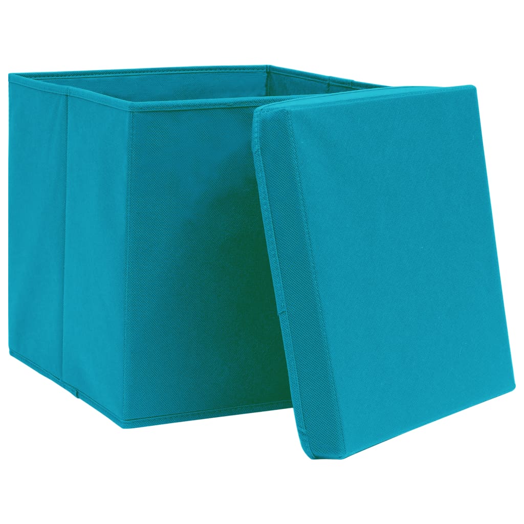 Vidaxl opbergboxen met deksel 4 st 32x32x32 cm stof babyblauw