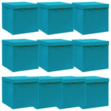 Vidaxl opbergboxen met deksel 10 st 32x32x32 cm stof babyblauw