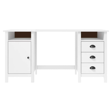 Vidaxl bureau hill 150x50x74 cm massief grenenhout wit