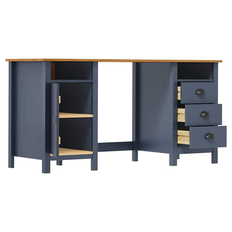 Vidaxl bureau hill 150x50x74 cm massief grenenhout grijs