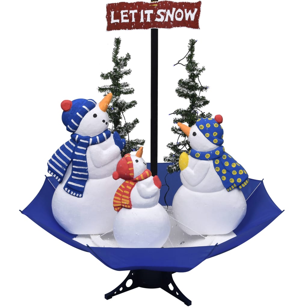 Vidaxl kerstboom sneeuwend met paraplubasis 170 cm pvc blauw