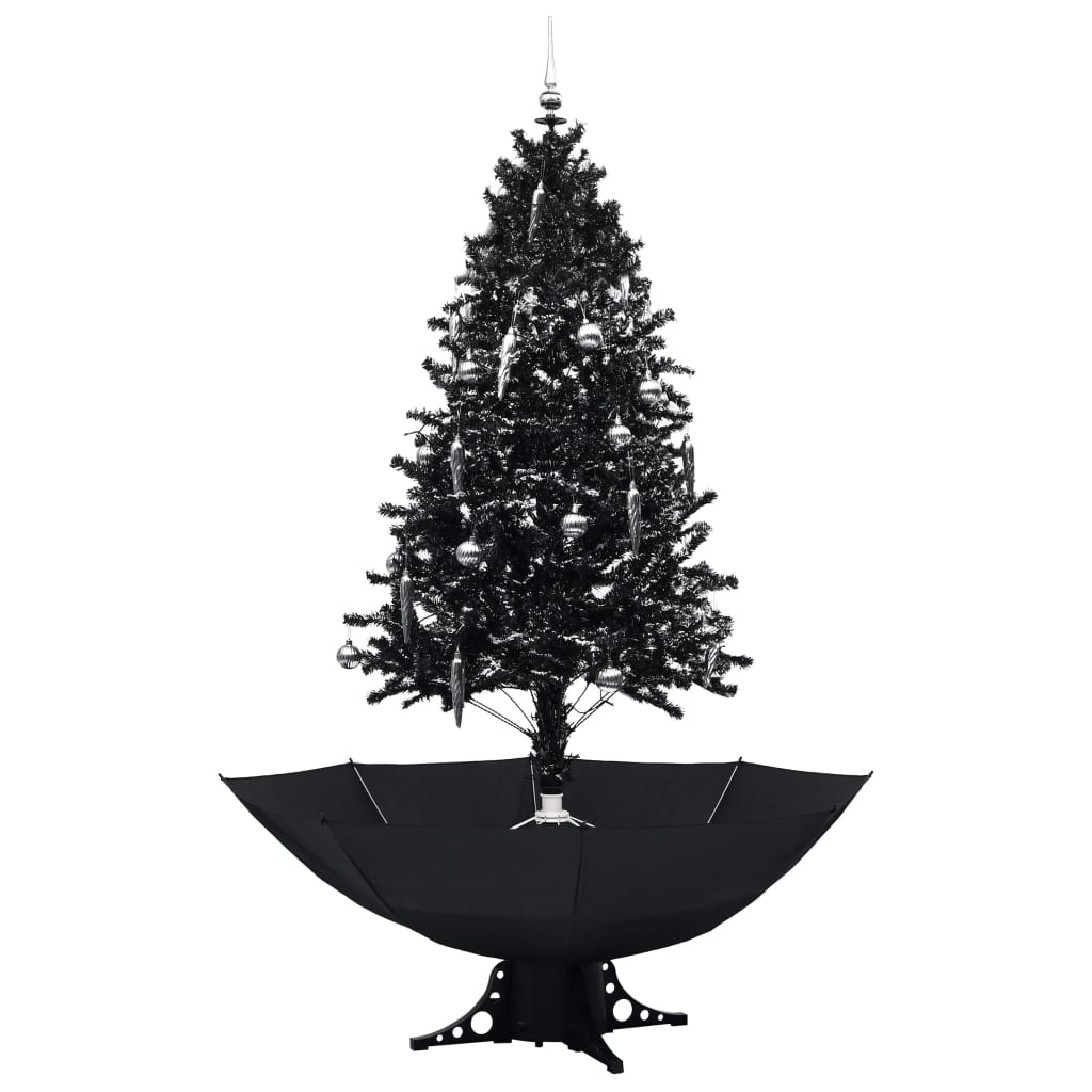 Vidaxl kerstboom sneeuwend met paraplubasis 190 cm pvc zwart