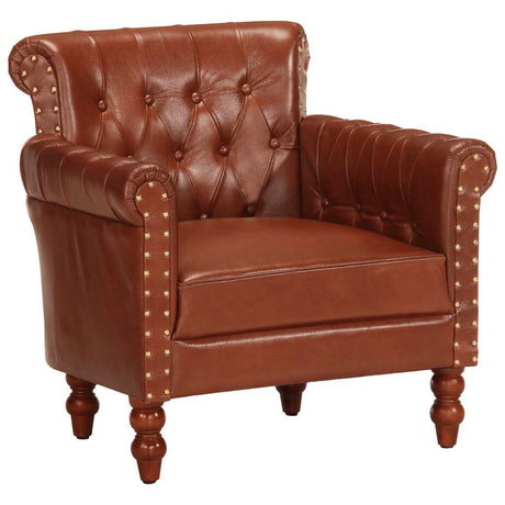 Vidaxl fauteuil echt geitenleer bruin
