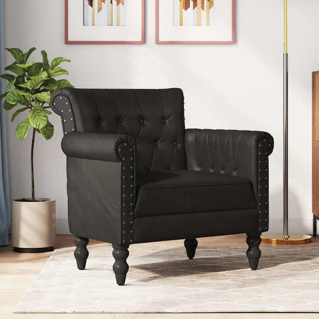 Vidaxl fauteuil echt geitenleer zwart