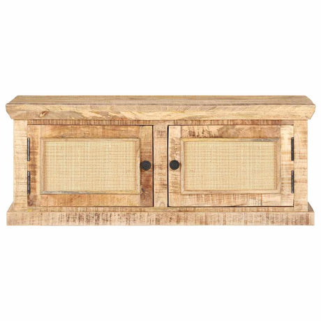 Vidaxl salontafel 90x50x35 cm massief mangohout en natuurlijk riet