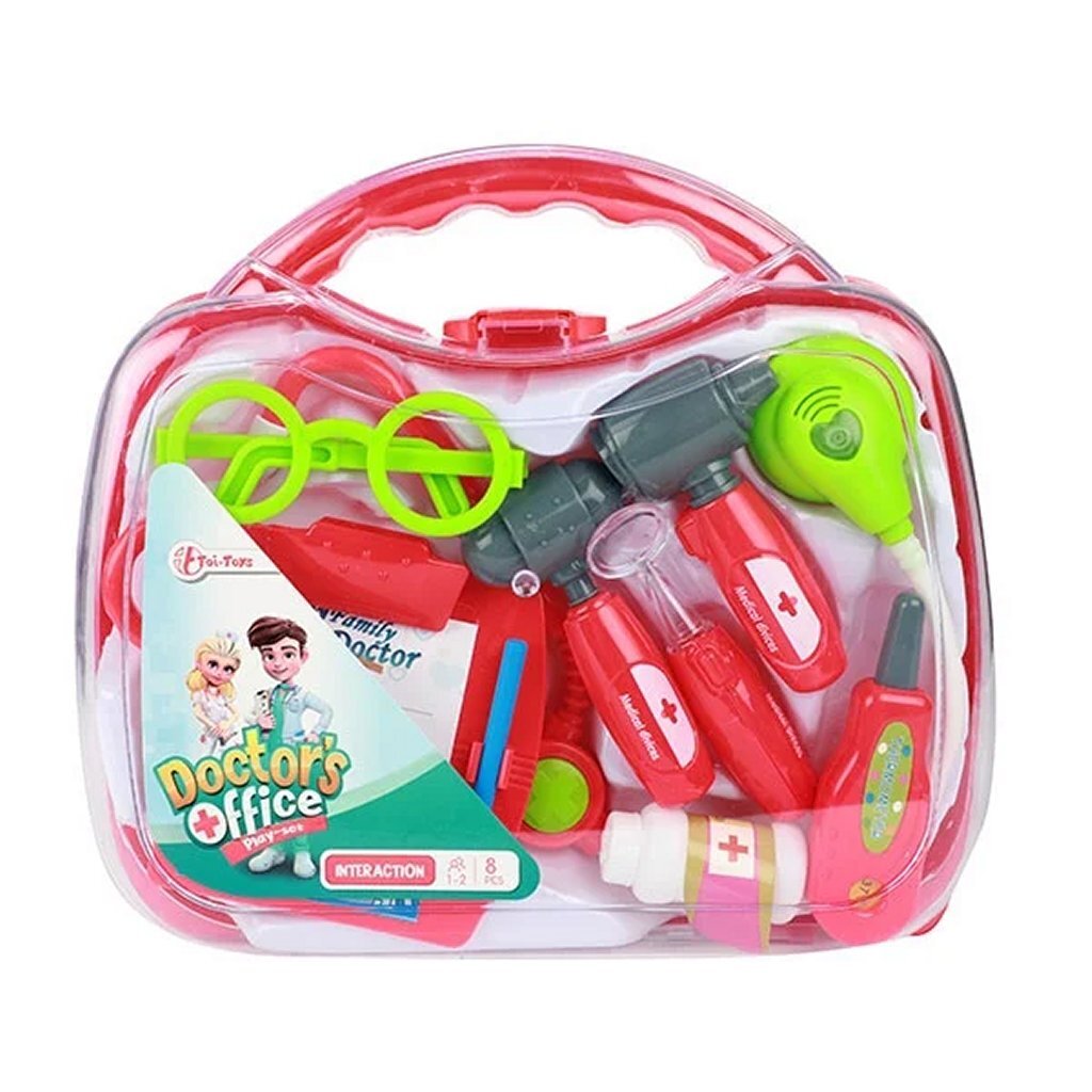 Toi-toys doktersset met stethoscoop in koffer, 8dlg.