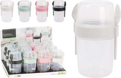 Salade yoghurt beker incl. bestek 1100ml assorti