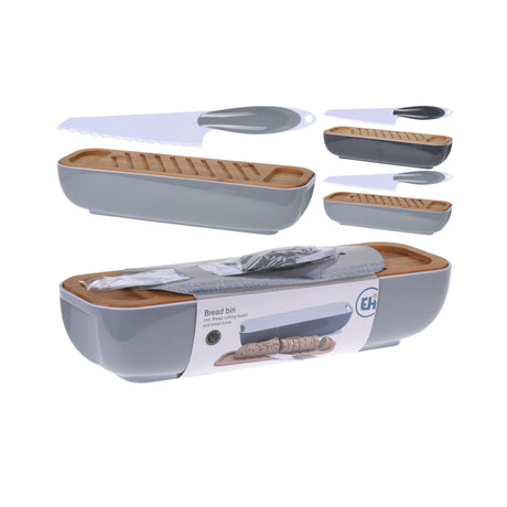 Excellent houseware broodtrommel + houten snijplank en mes assorti