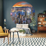 Wallart wallart behangcirkel skyline by night 190 cm