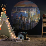 WallArt WallArt Behangcirkel Skyline by Night 142,5 cm