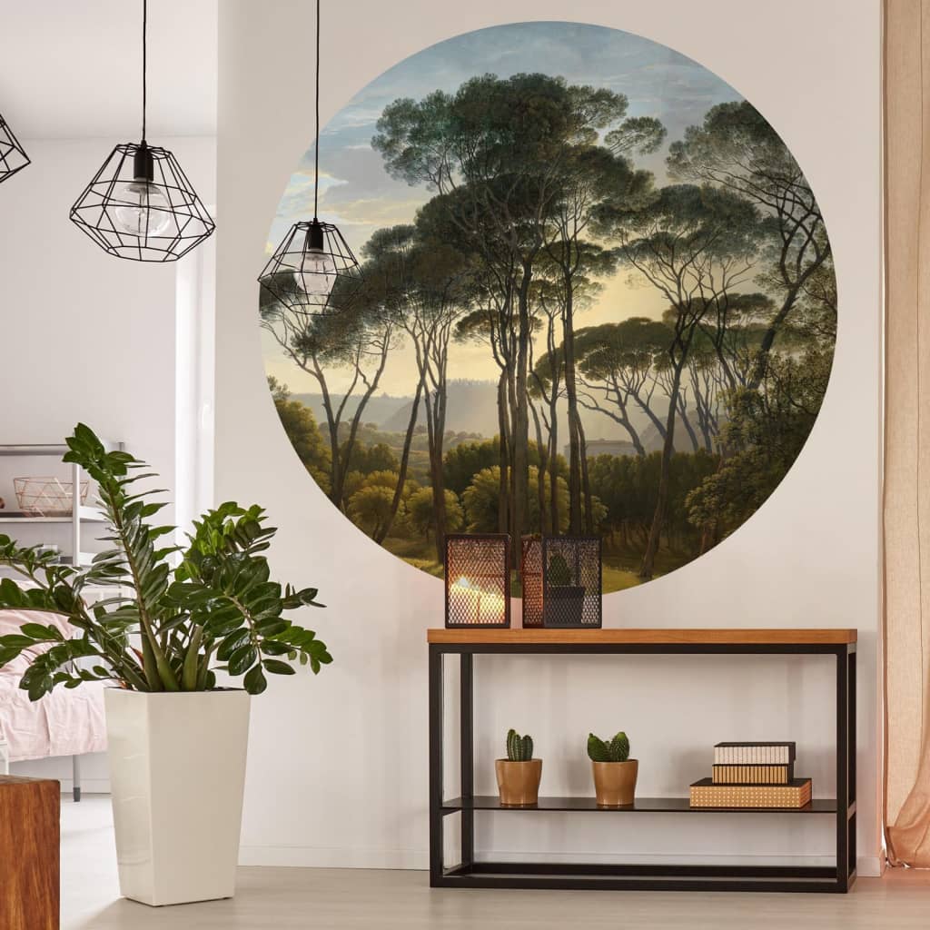 WallArt WallArt Behangcirkel Umbrella Pines in Italy 142,5 cm