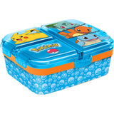 Stor pokémon kinderlunchbox – broodtrommel met 4 vakken voor kinderen vanaf 4 jaar - vaatwasserbestendig bpa-vrij - lichtblauw