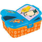 Stor pokémon kinderlunchbox – broodtrommel met 4 vakken voor kinderen vanaf 4 jaar - vaatwasserbestendig bpa-vrij - lichtblauw