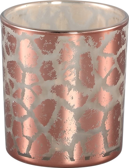 Diversen PMTD Windlicht Desiree Giraffeprint Roze 8 Cm