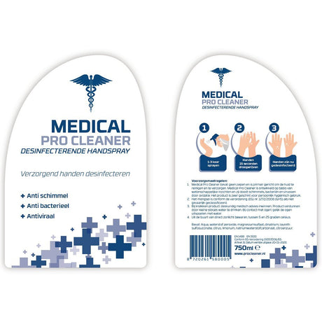 Medical pro cleaner desinfecterende handspray 750 ml doos 10 stuks