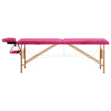 Vidaxl massagetafel inklapbaar 2 zones hout roze