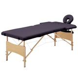 Vidaxl massagetafel inklapbaar 2 zones hout paars