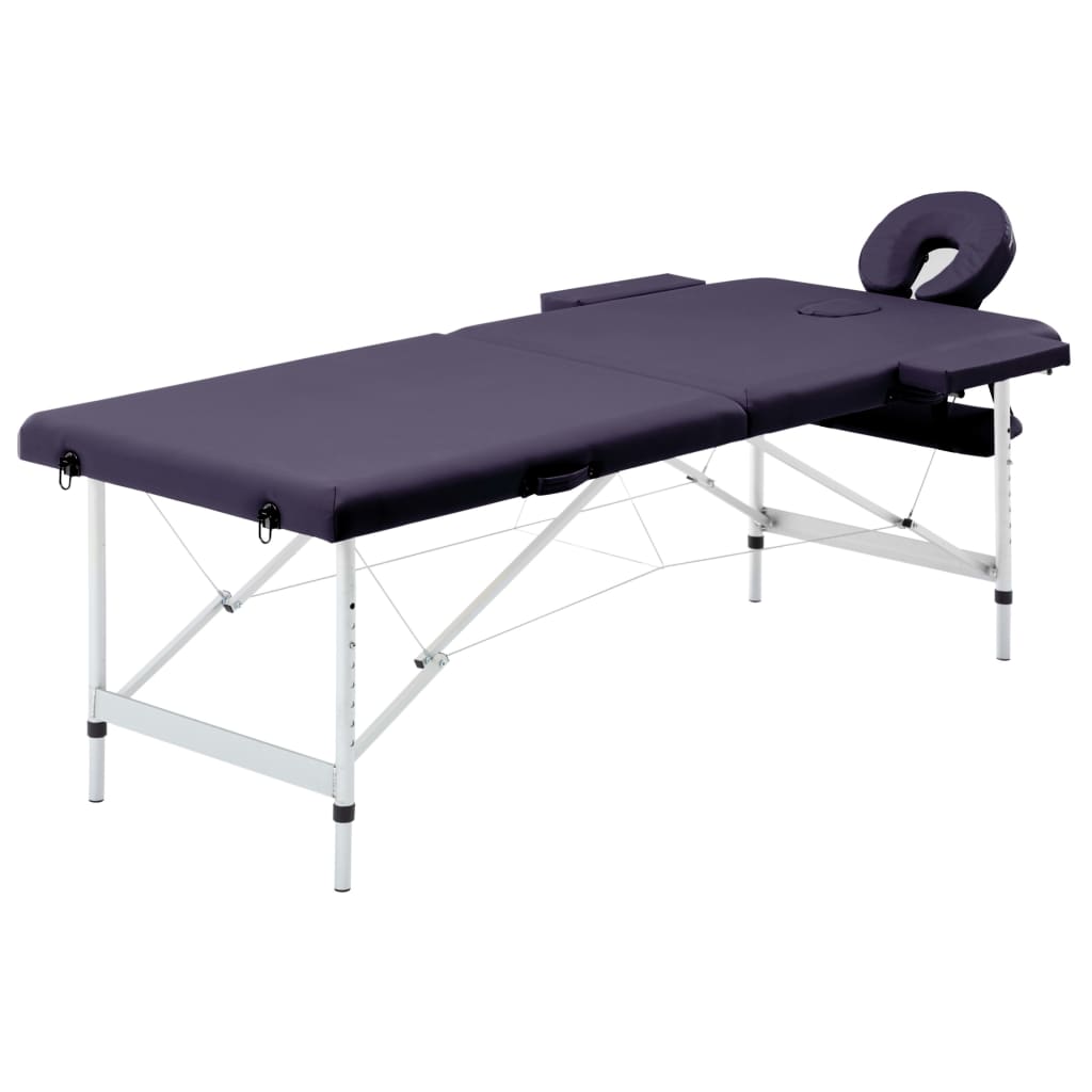 Vidaxl massagetafel inklapbaar 2 zones aluminum paars