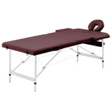 Vidaxl massagetafel inklapbaar 2 zones aluminum wijnpaars