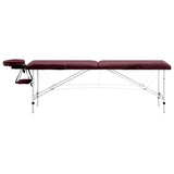 Vidaxl massagetafel inklapbaar 2 zones aluminum wijnpaars