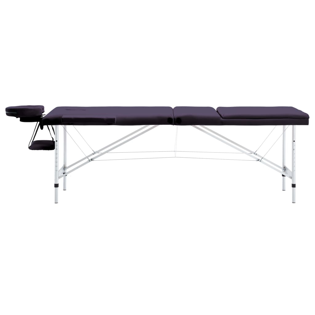 VidaXL Massagetafel inklapbaar 3 zones aluminum paars