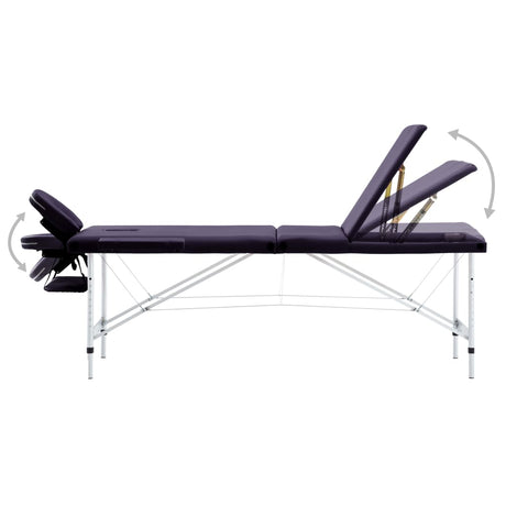 Vidaxl massagetafel inklapbaar 3 zones aluminum paars