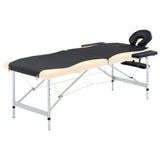 Vidaxl massagetafel inklapbaar 2 zones aluminium zwart en beige