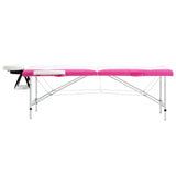 Vidaxl massagetafel inklapbaar 2 zones aluminium wit en roze