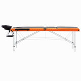 Vidaxl massagetafel inklapbaar 3 zones aluminium zwart en oranje