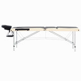 Vidaxl massagetafel inklapbaar 3 zones aluminium zwart en beige