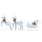 Vidaxl kerstdecoratie rendieren en slee 60 led's zilverkleurig