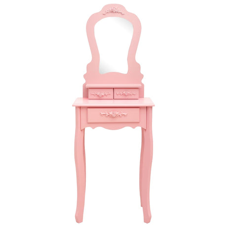 Vidaxl kaptafelset met kruk 50x59x136 cm paulowniahout roze