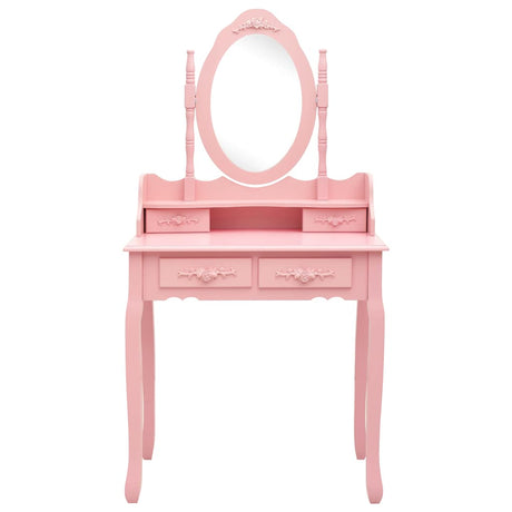 Vidaxl kaptafelset met kruk 75x69x140 cm paulowniahout roze
