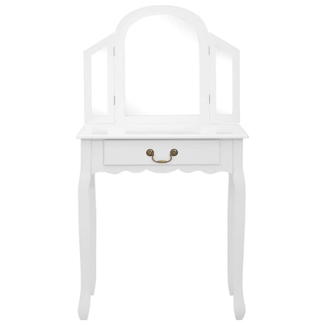 Vidaxl kaptafel met kruk 65x36x128 cm paulowniahout mdf wit