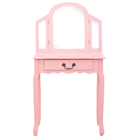 Vidaxl kaptafel met kruk 65x36x128 cm paulowniahout mdf roze