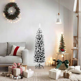 Vidaxl kunstkerstboom met sneeuw smal 150 cm pvc groen