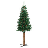 Vidaxl kerstboom met echt hout en dennenappels smal 150 cm pvc groen