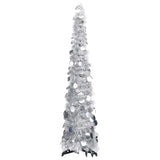 Vidaxl kunstkerstboom pop-up 120 cm pet zilverkleurig