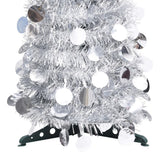 Vidaxl kunstkerstboom pop-up 150 cm pet zilverkleurig