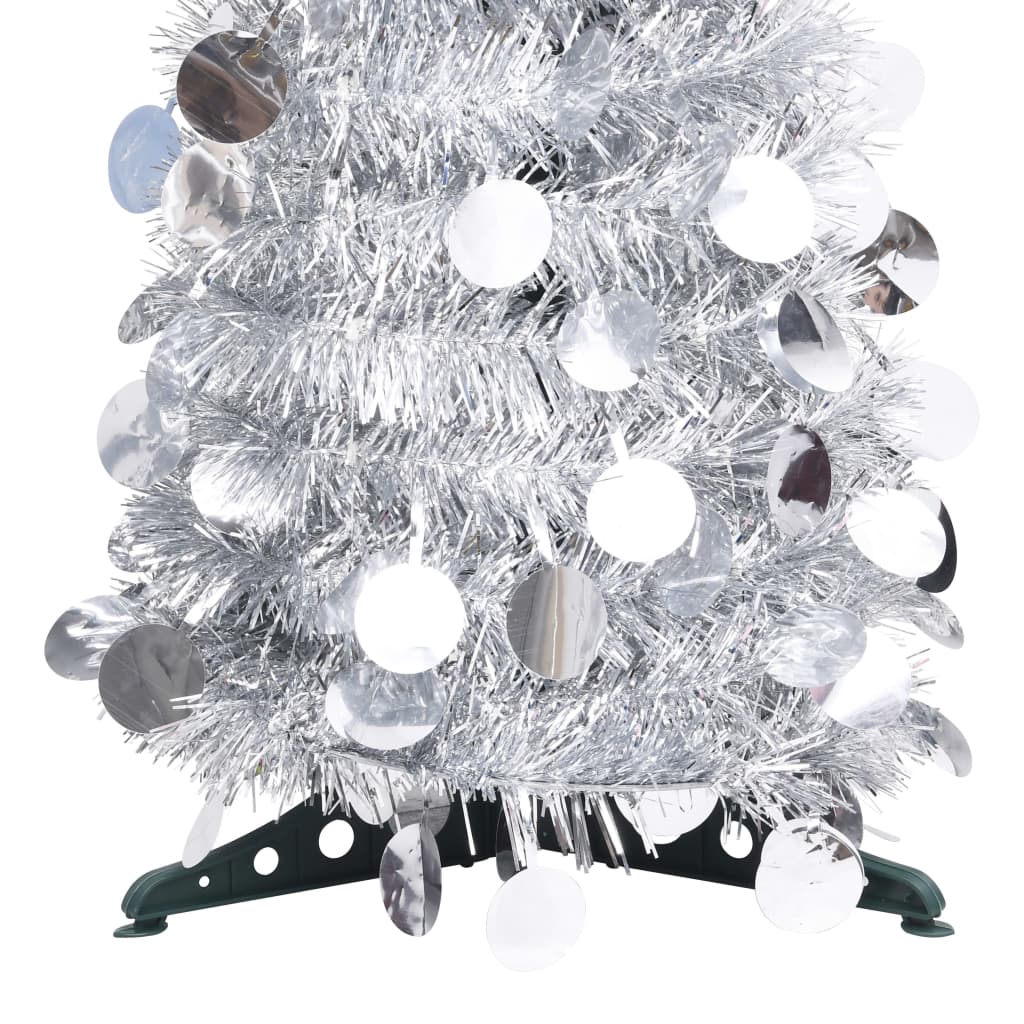 Vidaxl kunstkerstboom pop-up 180 cm pet zilverkleurig