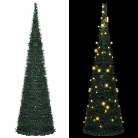 Vidaxl kerstboom with led string lights groen 150 x 150 cm pvc