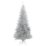 VidaXL Kunstkerstboom met standaard 210 cm PET zilverkleurig
